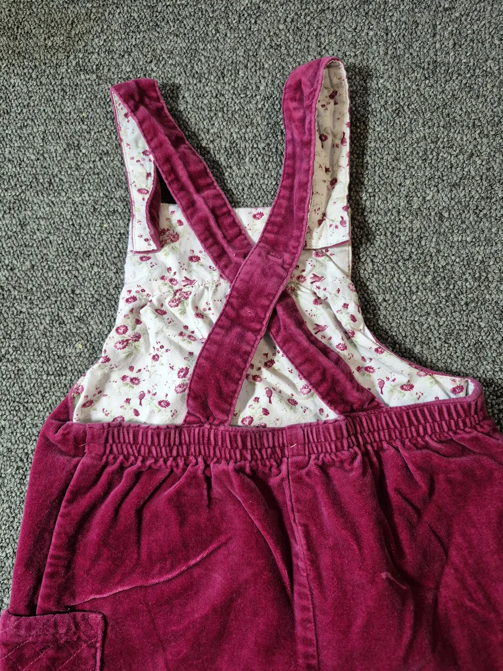 Janie and Jack 100% Cotton Pink Velour Overalls 18-24 Months Floral Lined Romper